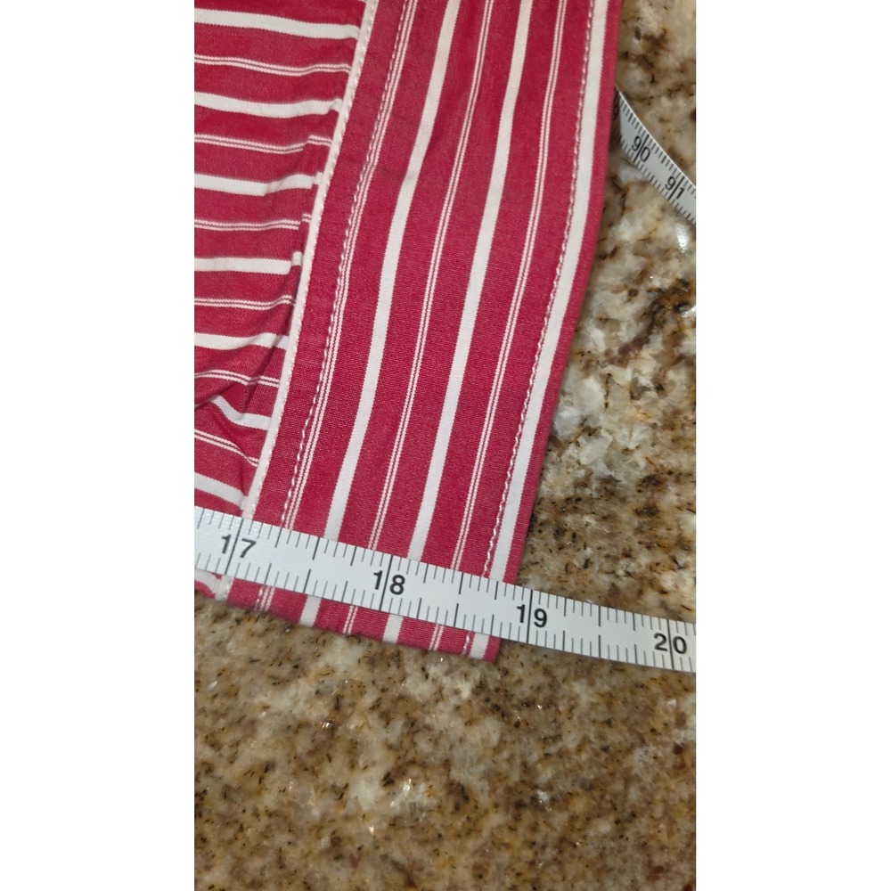 Tommy Hilfiger Woman Red White Striped Ruffle Front Button Down Shirt Size 18 - Picture 8 of 10